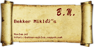 Bekker Miklós névjegykártya