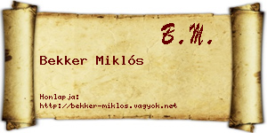 Bekker Miklós névjegykártya